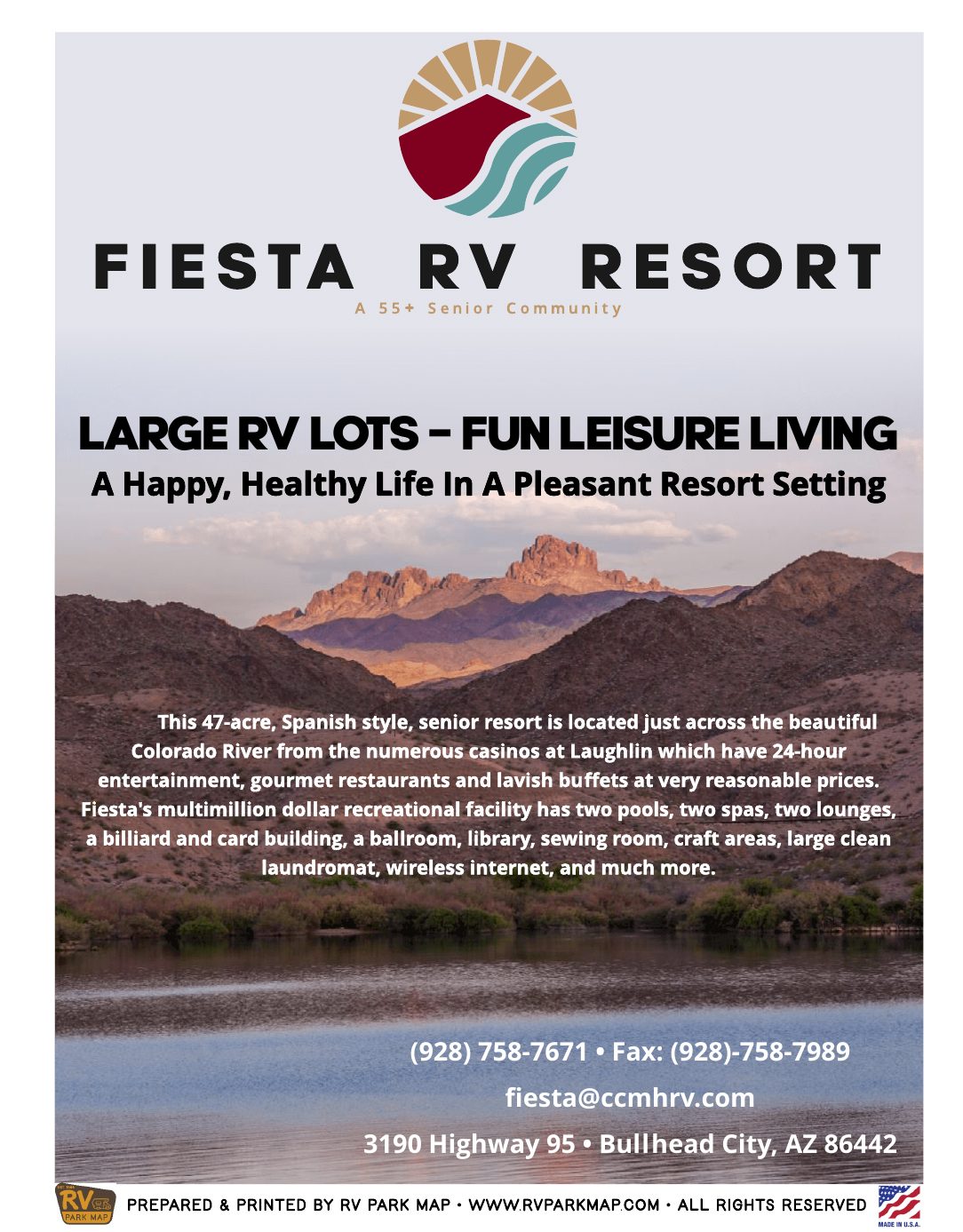 Fiesta RV Resort guide cover, Bullhead City, Arizona