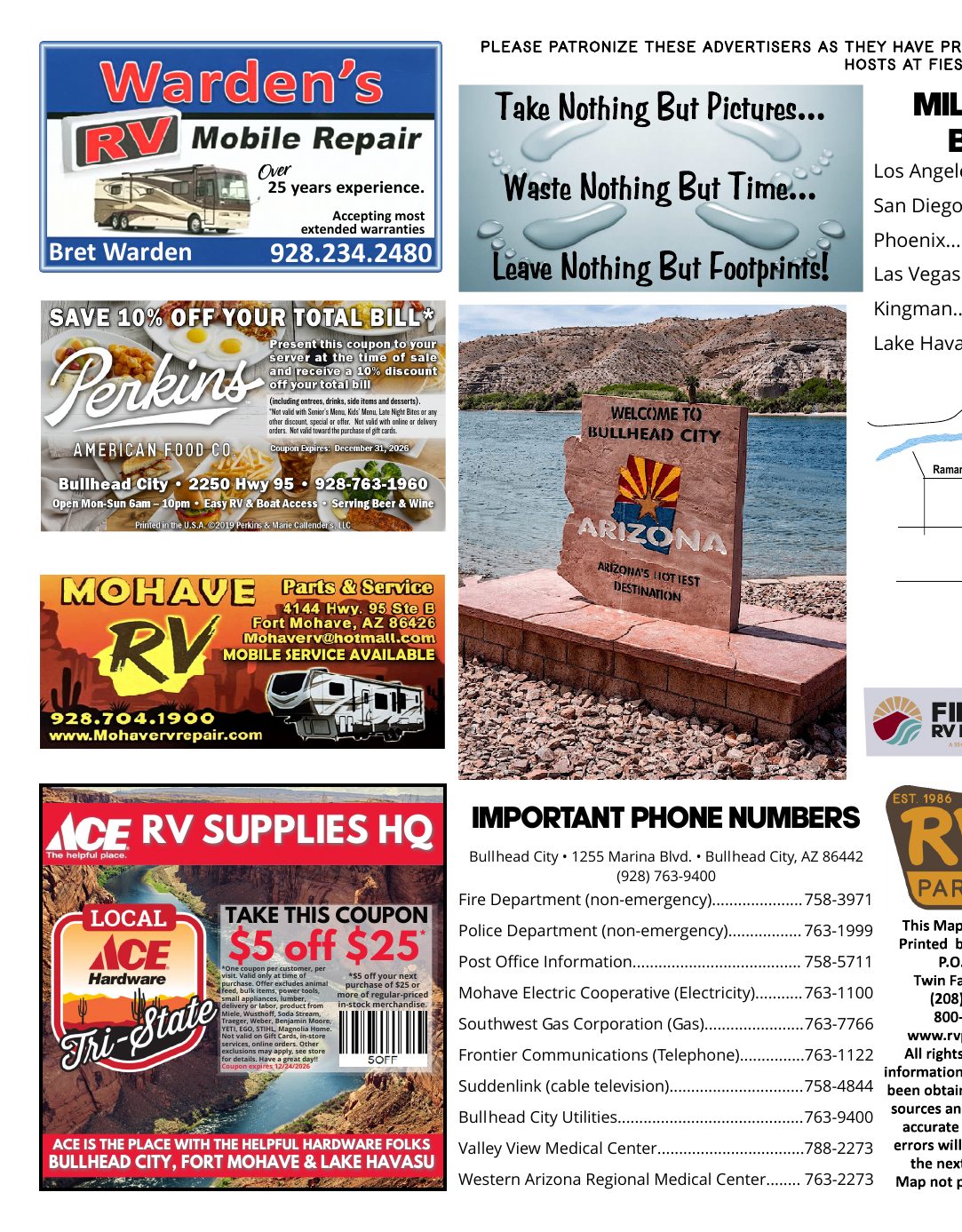 Fiesta RV Resort guide, inside left page