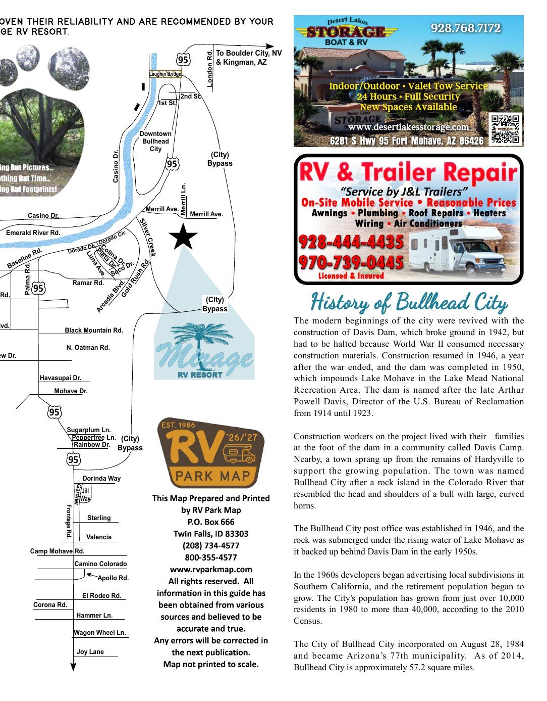 Mirage RV Resort guide, inside right page
